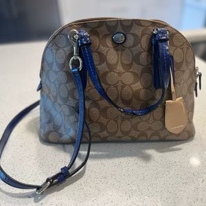 Coach Peyton Signature Cora Domed Satchel Handbag with Adjustable and Removable